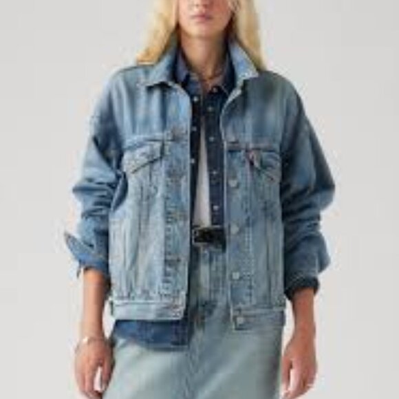 Levi’s 90s trucker oversized denim jacket With Distressed  Sleeves/SizeM - Picture 4 of 16